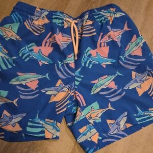 Chubbies Blue and Orange Patterned Swim Shorts